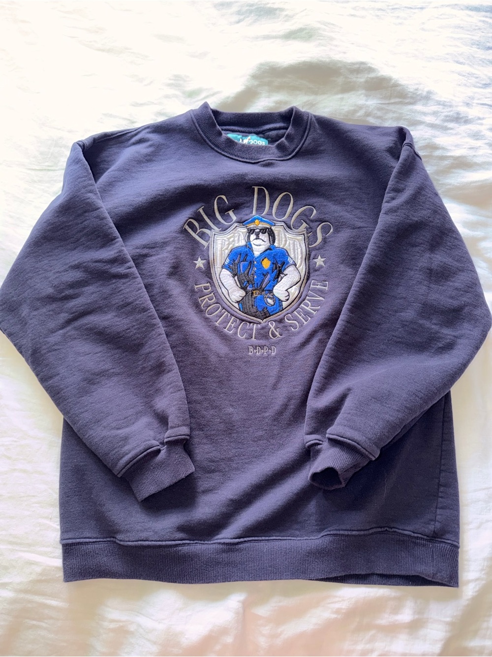 Big Dogs Navy Crewneck Sweatshirt with Embroidered K9 Badge